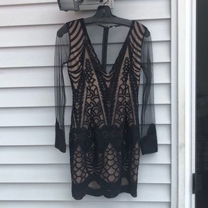 Black and nude sheer dress